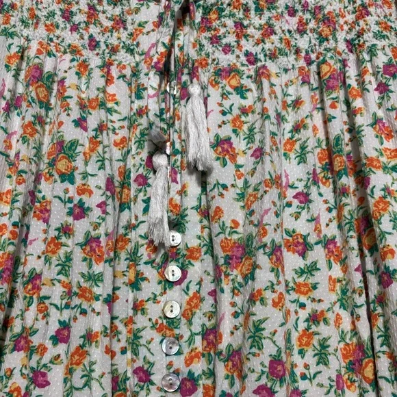 Cynthia Rowley Bohemian Floral Button Front Maxi Skirt Size Large W13”-19” - Picture 5 of 6